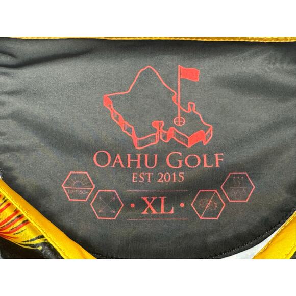 Oahu Golf Apparel Men's Short Sleeve Black Floral Golf Polo Shirt - Size XL - Picture 4 of 5
